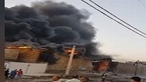 آتش سوزی مهیب تانکر حامل روغن موتور در منطقه سه راه خرمشهر