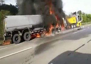 زنده ماندن یک راننده پس از جزغاله شدن در شعله‌های آتش