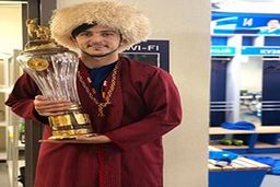 حضور سردار آزمون با لباس ترکمنی در جشن قهرمانی زنیت