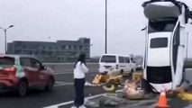 تصادف عجیب راننده زن چینی همه را شوکه کرد 