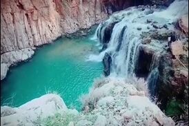 آبشار زیبا در دل طبیعت روستای "آب بید بوان"