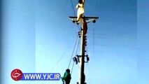 بازی خطرناک کودکان با سیم‌های برق