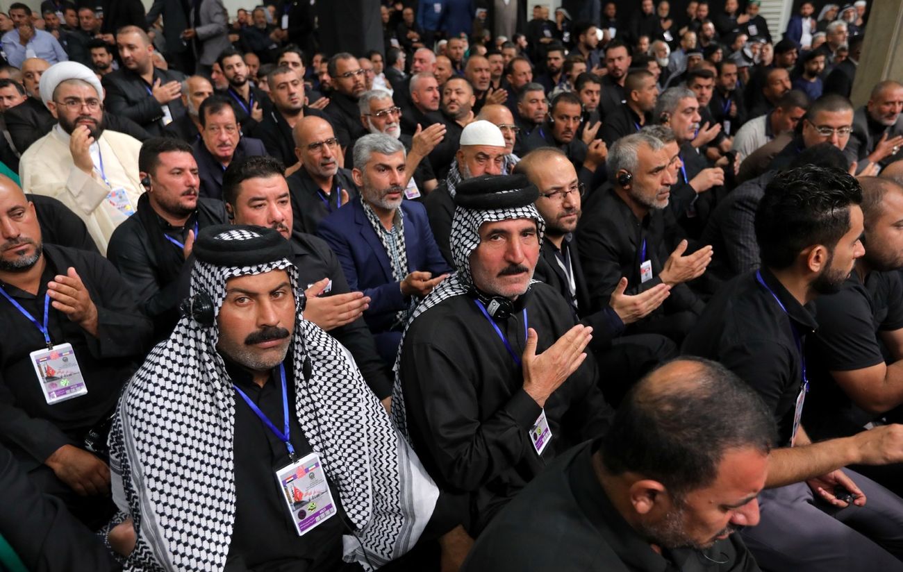 نوحه‌خوانی مداح عرب در دیدار موکب‌داران عراقی با رهبر انقلاب