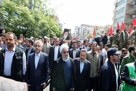 حضور رئیس جمهور در راهپیمایی روز قدس