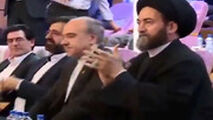  امام جمعه اردبیل در حال تشویق تیم ملی والیبال در استادیوم