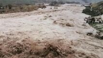 جاری‌شدن سیلاب در روستای حسینان دامغان