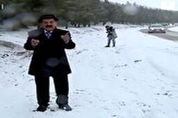 حمله با گلوله‌های برفی به کارشناس هواشناسی 