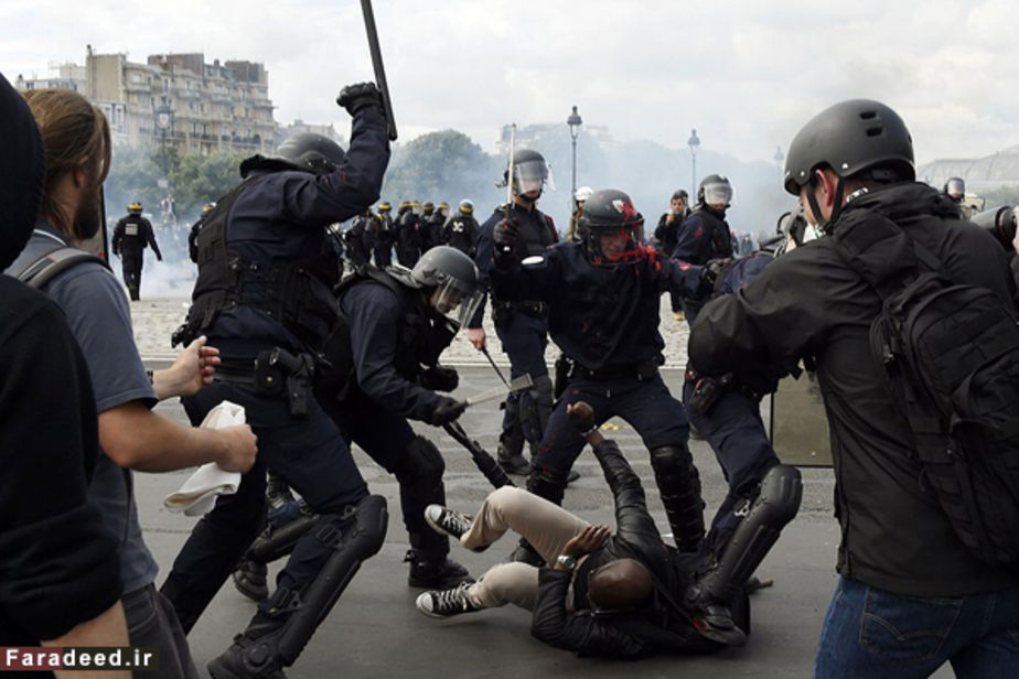 برخورد خشونت‌آمیز پلیس فرانسه با معترضان در مهد آزادی و مردم‌سالاری!