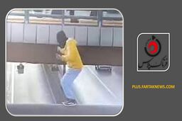 طناب‌زنی مرگبار پارکورکار جوان بر فراز اتوبان اصفهان