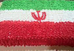 پخت کیک ۱۲۰ کیلویی به رنگ پرچم ایران